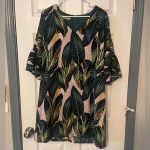 Leaf Print Midi Dress